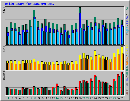 Daily usage for January 2017