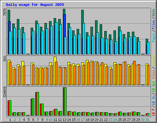 Daily usage for August 2025